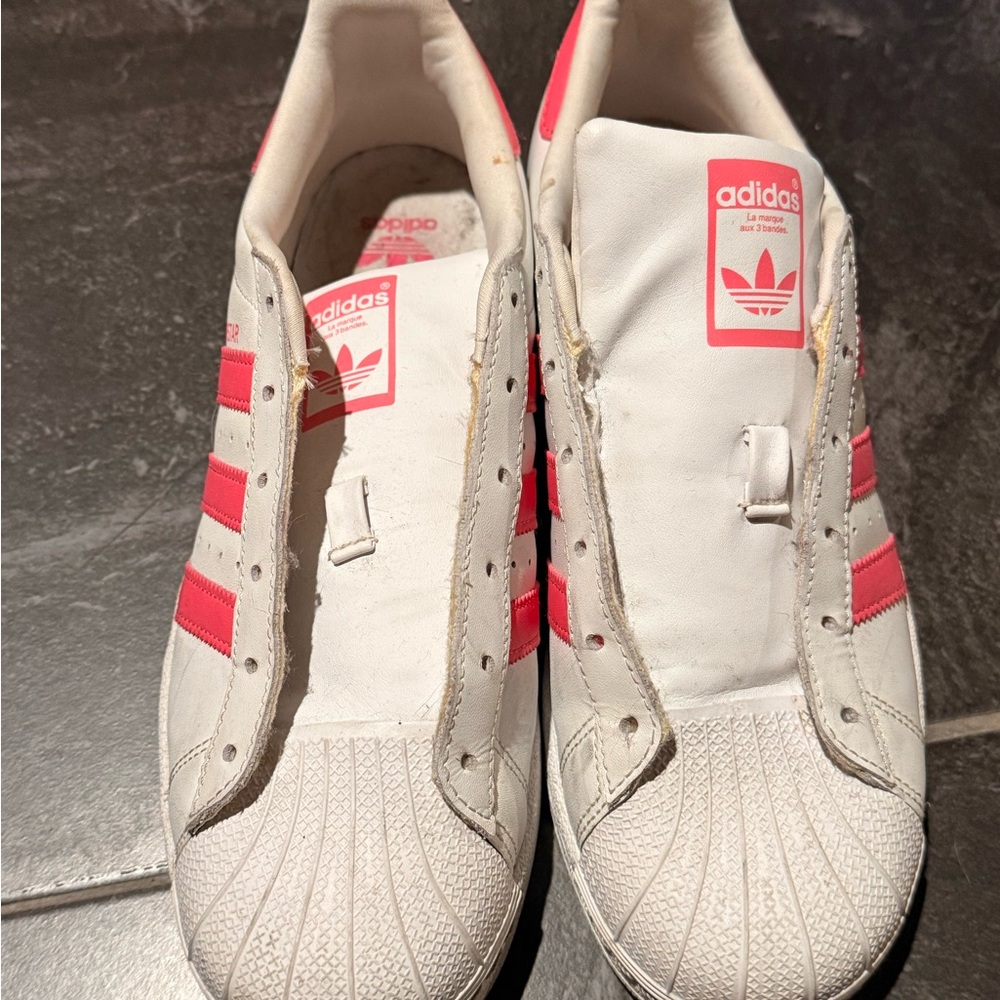Adidas White and pink shell toe sneakers